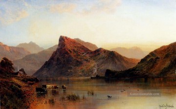 Teich See Wassfall Werke - Die Glydwr Berge Snowdon Tal Wales Landschaft Alfred de Breanski Snr